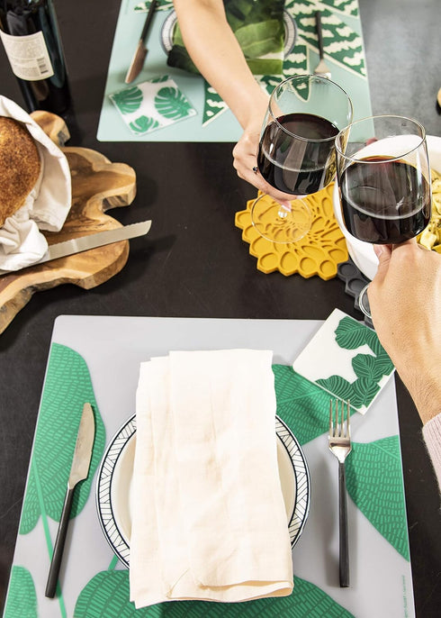 modern-twist 14 x 16 Silicone Placemat, BPA, PVC-Free Table Mat, Dishwasher Safe, Conservatory Print in Tiger Aloe, Pack of 1...