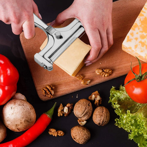 4Pieces Stainless Steel Wire Cheese Slicer Adjustable Thickness Cheese Cutter, Cheese Slicer Spatula Plane for Soft, Semi Soft, Semi-Hard Cheeses ...
