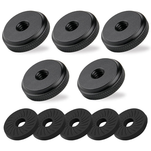 1/4" Female Thumb Nuts with Rubber Pads, 5pc Thumb Wheel Lock Nut Adapter, Anti-Slip Rubber Washers with 1/4" Screw Hole for Attach The Camera to ...
