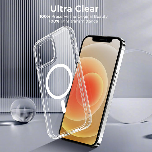 CACOE Magnetic Case for iPhone 12 & iPhone 12 Pro 6.1 inch-Compatible with MagSafe & Magnetic Car Phone Mount,Not Yellowing Anti-Scratch (Clear)...