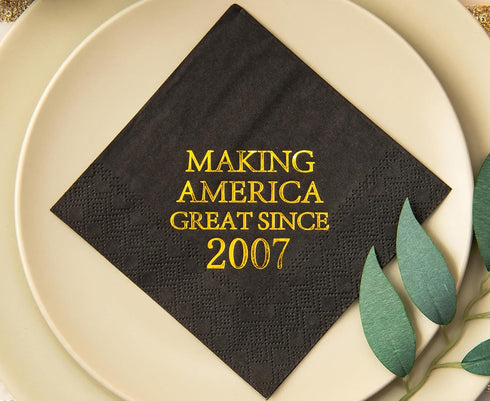 Crisky 18th Birthday Disposable Napkins Black and Gold Dessert Beverage Cocktail Cake Napkins 18th Birthday Decoration Party Supplies for Man, Mak...