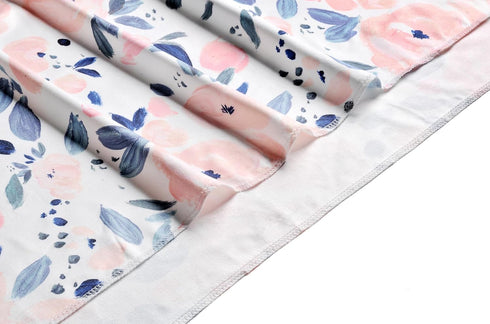 Newborn Baby Girl Receiving Blanket Swaddle Blanket Stretchy Knit Swaddle Set with Matching Headband and Beanie (Ink and Pink Floral)...