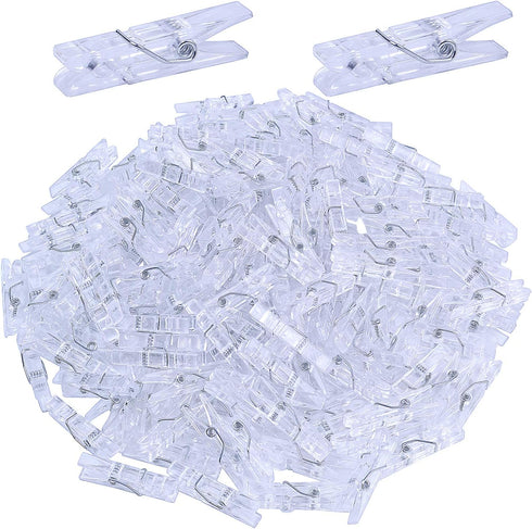 200 Pieces Photo Clips,Mini Clear Plastic Utility Paper Clip Clothespins Clip...
