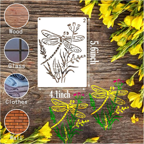 Dragonfly Stencils for Painting on Wood Crafts Reusable Grass Dragonfly Stencil Art Paint on Wall Canvas Pattern Believe Paint Stencils for Card M...