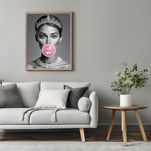Posterizer 1 pcs-black and white fun retro modern art-pink bubblegum 3-Retro Art-Comedy Art-Gifts for Women- unframed wall art...