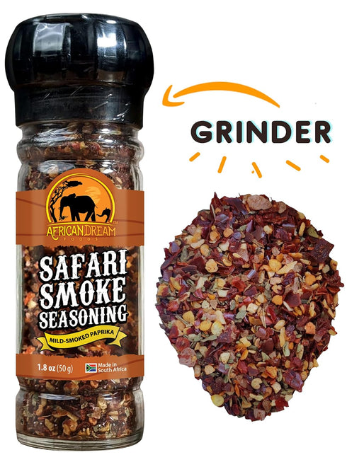Safari Smoke Seasoning by African Dream Foods | All-Natural Smoky Seasoning | Made with Smoked Paprika Flakes, Dried Garlic, Basil, Sea Salt| 2-Pa...