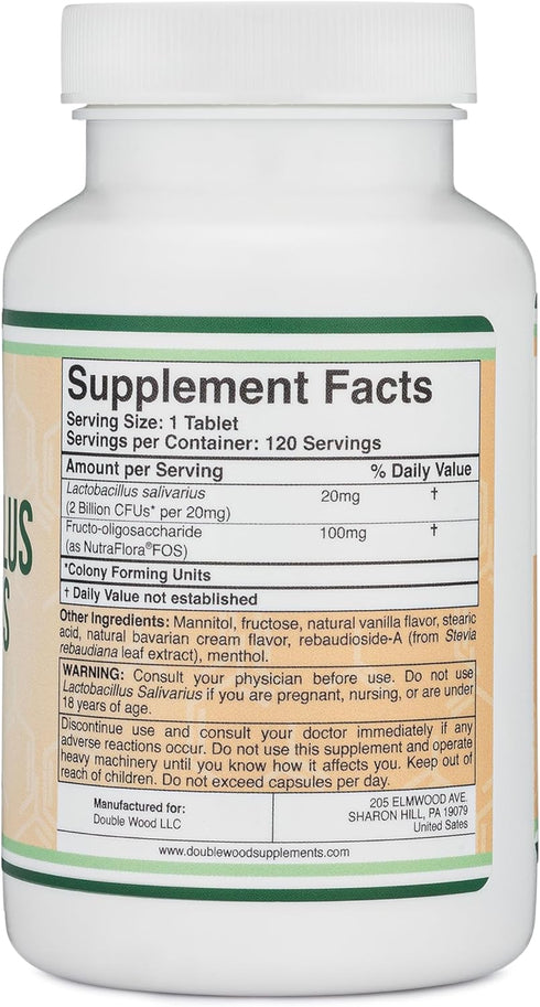 Lactobacillus Salivarius Oral Probiotics - Vanilla Tablets for Dental Health, Teeth, and Gums - Extreme Bad Breath Treatment for Adults (120 Count...