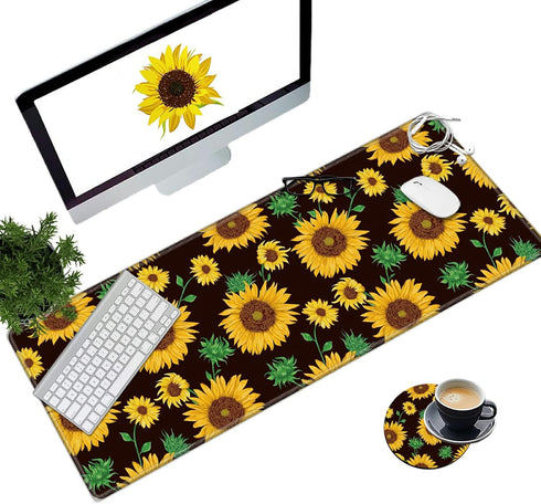 Large Gaming Mouse Pad with Stitched Edges, Desk Pad Protector, Computer Keyboard Mouse Mat Non-Slip Cute Desk Decor for Home/Office/Study Accesso...