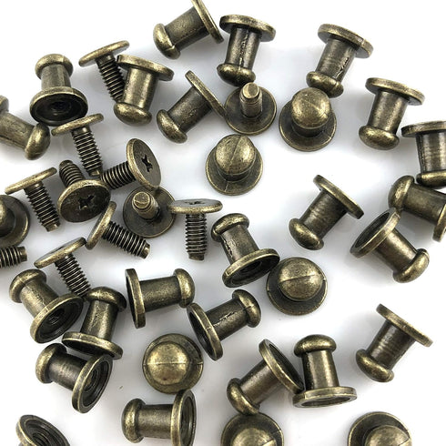 100 Sets 8x5x8MM Bronze Button Spikes and Studs Rivet Round Head Screw Back Leather Craft Rapid Rivet Punk Studs and Spikes for Clothing Shoes Bel...