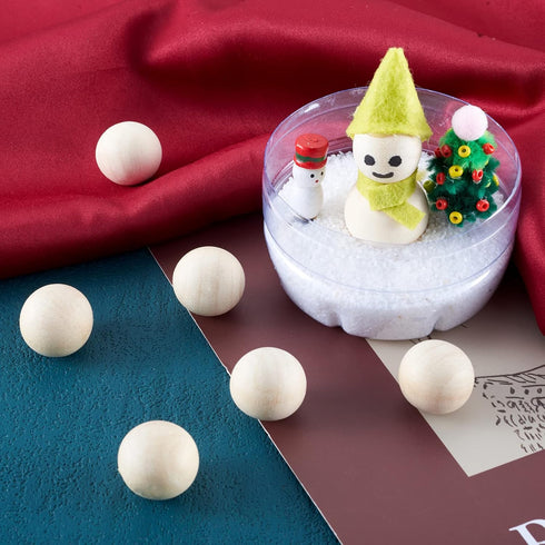 Craftdady 50Pcs 19-20mm Natural Round Wooden Balls 3/4 Inch Unfinished Hardwood Craft Balls Decorative Wood Spheres No Hole for Craft DIY Projects...