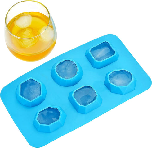 Fairly Odd Novelties Jewels Diamond Gem Flexible Shape 6 Ice Cube Tray Mold Blue Rubber Novelty Gag Gift, One Size...