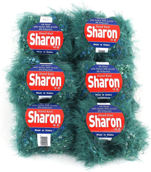 Sharon Soft Feather Fur Yarn 6 Skeins Total 10.5 oz (300g) (Green Mix)......