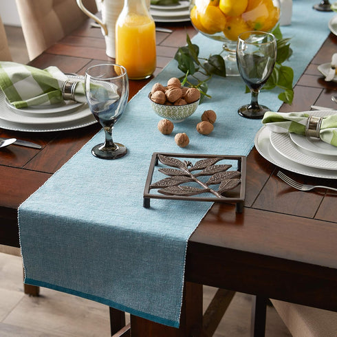 DII Eco-Friendly Fine Ribbed Collection Table Runner, 13x72, Storm Blue...