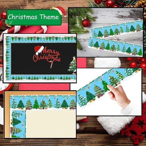 Winter Bulletin Board Decoration Holiday Christmas Tree Trim Border 36 ft Pine Trees Woodland Bulletin Board Borders - Xmas Cutouts Bulletin Board...