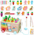 Toddlers Montessori Wooden Educational Toys for 1+, 2, 3, 4, 5 Years Old, 10 in 1 Carrot Pulling Baby Toy for Boys,Girls,Kids with Animal Shape So...