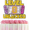Girls Level 8 Unlocked Cake Topper, Glitter Girls Gaming 8th Birthday Cake Topper, Video Game Theme Party Decoration, Girl Gamer Birthday Favor...