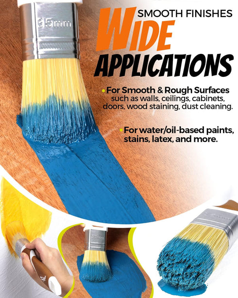 3 Pack Professional Paint Brushes Set, 1", 1.5", 2" House Paint Brush, Premium Synthetic Bristles, Ergonomic Rubber Handle, Small Paint Brushes fo...