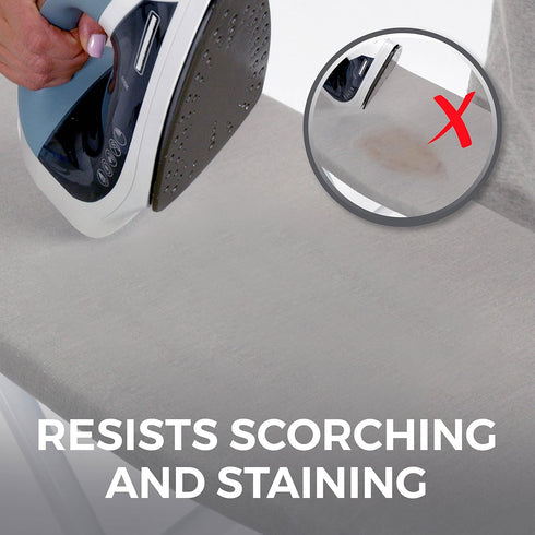 HOME GENIE Ironing Board Cover, Silicone Coating, Full Size Scorch Resistant Padding, Elastic Edge Heavy Duty Iron Pad Covers Standard Boards, Hoo...