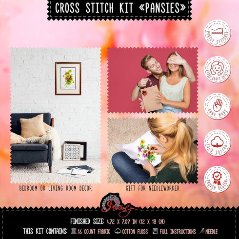 Povitrulya Cross Stitch Embroidery Kit 'Pansies'......