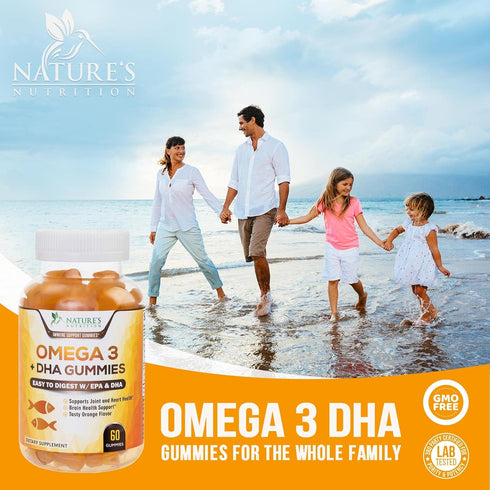 Omega 3 Fish Oil Gummies, Heart Healthy Omega 3 Gummy Supplement with High Absorption DHA & EPA, Extra Strength Joint & Brain Support, Omega 3 Fis...