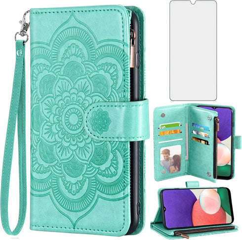 Asuwish Phone Case for Samsung Galaxy A32 5G 2021 6.5 inch Wallet Cover with Tempered Glass Screen Protector and Flip Card Holder Cell Accessories...