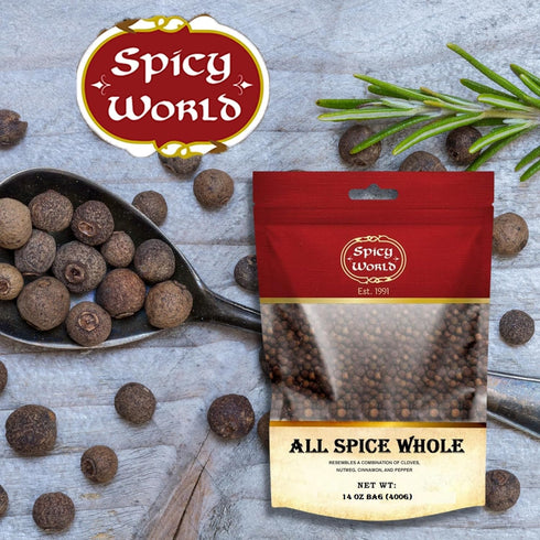 Spicy World Whole Allspice Berries 14 Oz Resealable Bag | All Spice Pimento Jamaica Pepper for Cooking & Seasoning | Versatile Berry for Curries, ...