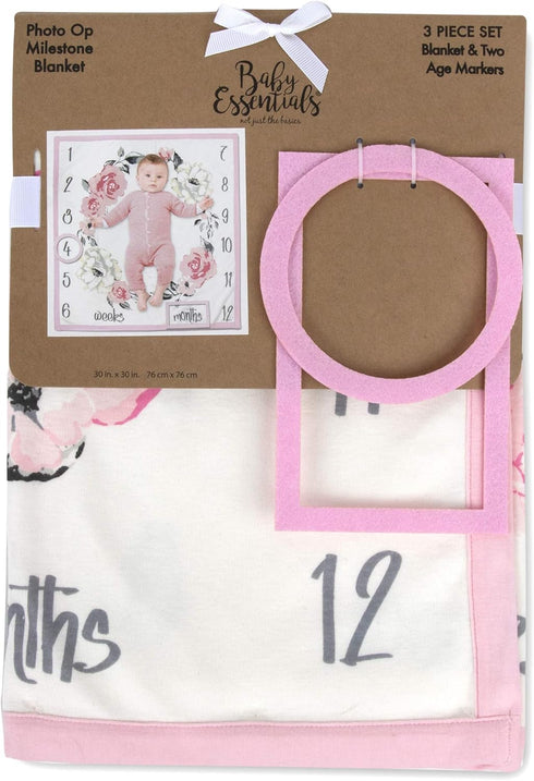 Baby Weekly, Monthly Milestone Blanket for Baby Boys and Girls with Month & Week Markers for Swaddling and Baby Photo Props (Floral Roses)...