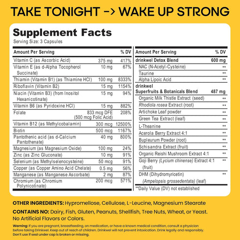 drinkwel Better Mornings - Premium Multivitamin Supplement - Liver Cleanse, Immune Support- Milk Thistle, Vitamin C, Zinc, Magnesium - 30 Count...