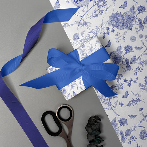 JarThenaAMCS Blue White Floral Wrapping Paper Roll Chinoiserie Flower Bird Gift Wrap Paper Decorative DIY Art Craft Paper for Wedding Birthday Bab...