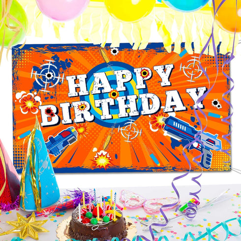 Dart Battle Happy Birthday Backdrop Party Decorations Dart Theme Party Photo Background Birthday Table Decorations for Kids Boys...