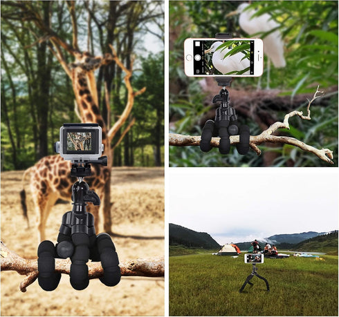 Phone Mini Tripod, Ruittos Premium Flexible Mobile Phone Tripod Stand Compatible with iPhone Samsung Go Pro, Small Digital Camera, Black...