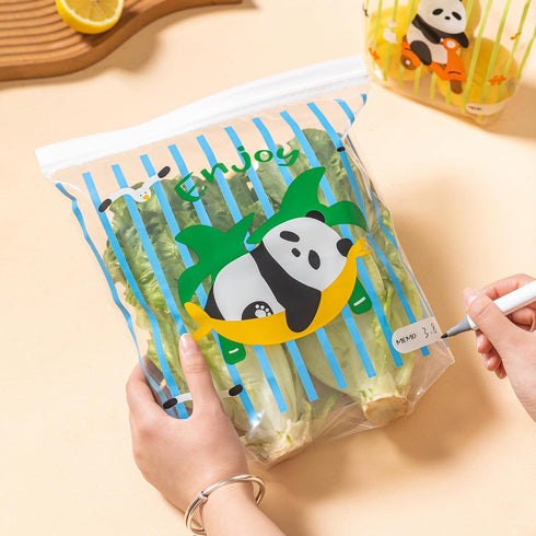 10pcs Cartoon Panda Food-Safe Zip Seal Food Storage Bags,Secure Seal For Home & Travel, For Storing Fruits, Vegetables...