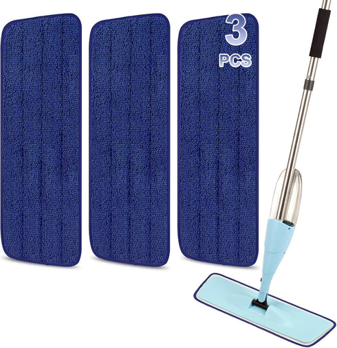 3 Pack Microfiber Spray Mop Replacement Heads for Wet/Dry Mops Reusable Replacement Refills Fits for Bona Hardwood Floor Replacement Cleaning Head...