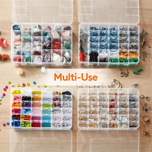 Lifewit 2 Pack 36 Grids Clear Stackable Plastic Organizer Storage Box Container with Adjustable Dividers for Beads, Art DIY, Crafts, Jewelry, Fish...