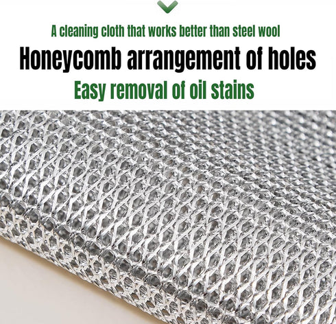 Zero Scratch Steel Wire Dishcloth,Double-layer Steel Wire Cleaning Cloth,for Washing Dishes and Cleaning Kitchen,Wire Dishwashing Rag,Non-Scratch ...