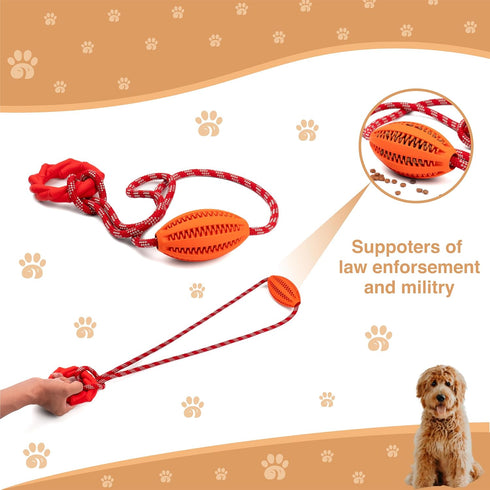 Interactive Dog Chew Toy with Rope for Aggressive Chewers - Tugging and Tossing - Puppy Training - Dispenses Treats and Food - Toothbrush for Pet ...