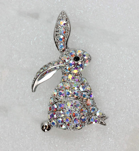 Faship Gorgeous Rhinestone Crystal Bunny Rabbit Pin Brooch for Easter...