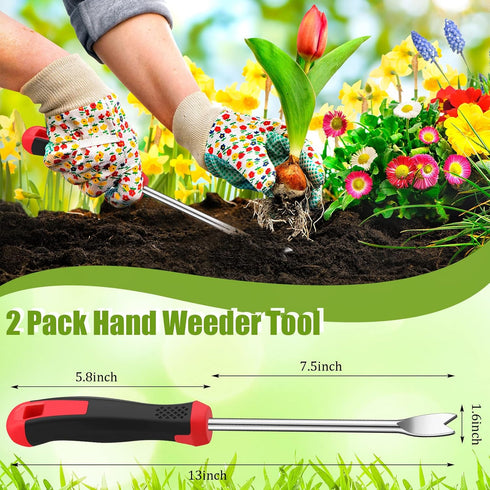 CHENGU 2 Pack Hand Weeder Tool Gardening Weeder Tool Dandelion Weed Puller Tool with Ergonomic Handle Weeder Tool for Garden Lawn Yard Farmland Pl...