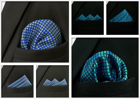 SHLAX&WING 5 Pieces Assorted Mens Silk Pocket Square Handkerchiefs Set 71...