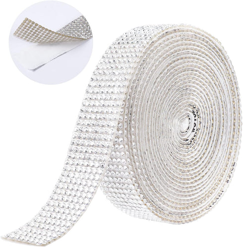 Berenlu Self Adhesive Crystal Rhinestone Diamond Ribbon?Rhinestone Decorative Sticker with 2mm Rhinestones, Diamond Crystal Sticker for Car Decora...