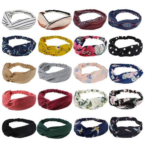 DRESHOW 20 Pack Turban Headbands for Women Elastic Back Twisted Hair Bands Face Vintage Cross Head Wrap Hair Accessories...
