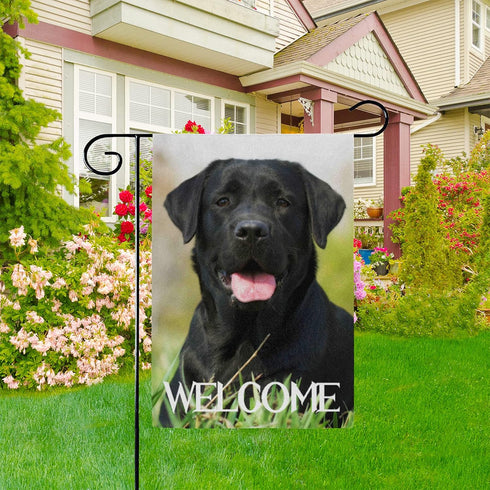TropicalLife Welcome Black Labrador Dog on the Grass Polyester Garden Flag Banner 12 x 18 Inch Double Side Print Home Outdoor Patio Yard Garden De...