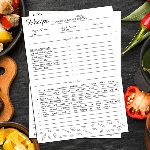 Recipe Paper 5.5x8.5 White, 50-Pack, Blank Recipe Paper to Write in Your Recipes, Minimalist Half-Letter Size Refill Pages for Recipe Binder, Reci...