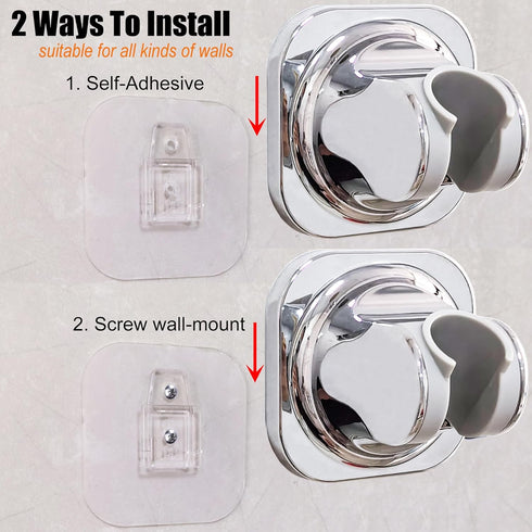 Shower Head Holder, Adjustable Handheld Shower Head Holder Adhesive or Screw Wall Mount Shower Wand Holder Waterproof by Lofekea (1 Pack, Chrome)...