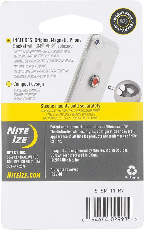 Nite Ize Steelie Magnetic Phone Socket - Additional Magnetic Cell Phone Socket Mount for Steelie Phone Mounting Systems - Simple Adhesive Socket C...