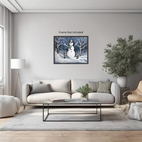 Posterizer 1 pcs-cute snowman in snowy wintery nature 1-Landscape & Nature Art-GIft for Men Women Teens-Living Room Bedroom Decor- unframed wall a...