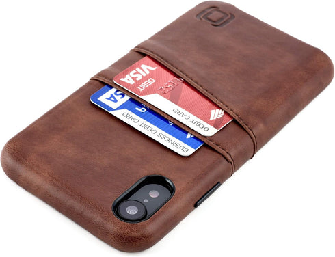Dockem Wallet Case for iPhone XR: Built-in Metal Plate for Magnetic Mounting & 2 Credit Card Holders (6.1" Exec M2, Synthetic Leather, Brown)...