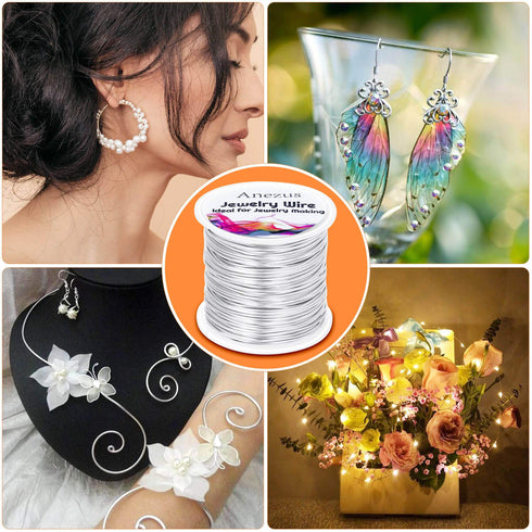 anezus 20 Gauge Jewelry Wire, 28 Yards Craft Wire Tarnish Resistant Copper Beading Wire for Jewelry Making Supplies and Crafting(Silver)...