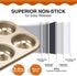 HONGBAKE Nonstick Donut Pans For Baking, 2-Pack 6 Cavity Upgraded Deepened Doughnut Tray, Heavy Duty Mini Bagel Mold for Oven - Bronze Gold...