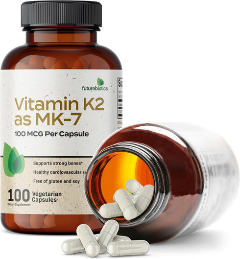 Futurebiotics Vitamin K2 as MK-7 100 mcg, Supports Strong Bones - Non-GMO, 100 Vegetarian Capsules...